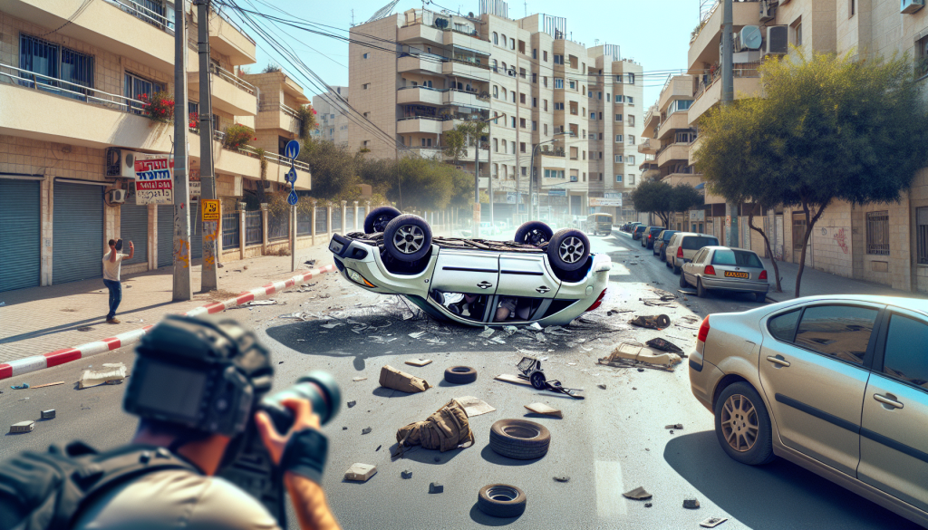 Rocket Debris Causes Car to Flip in Central Israel, Caught on Camera
