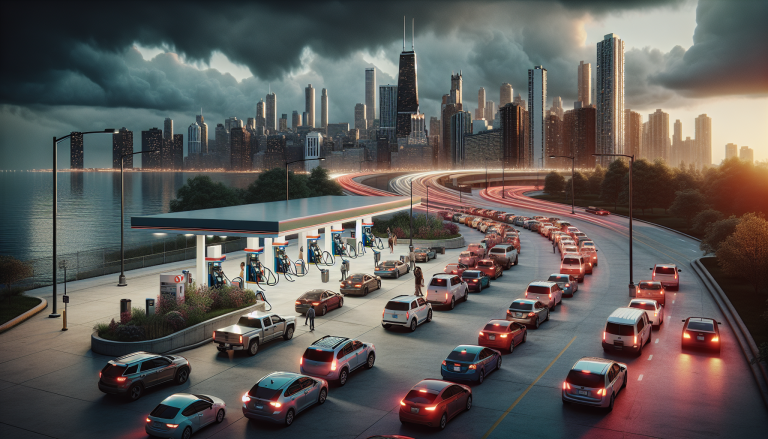 Drivers Queue for Free Gas in Chicago Amid US Fuel Price Surge