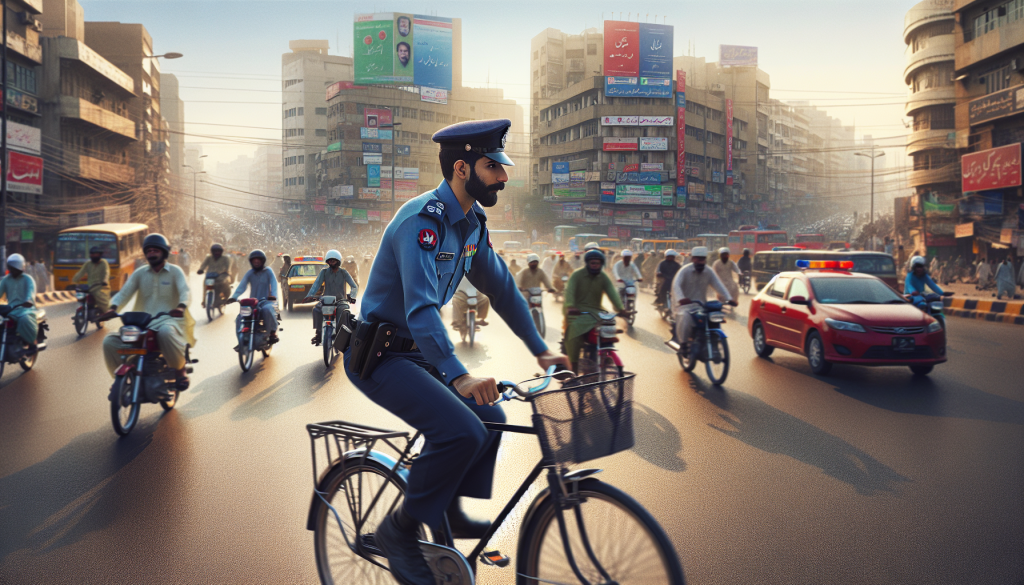 Karachi Traffic Cop’s Bicycle Commute Highlights Petrol Price Impact