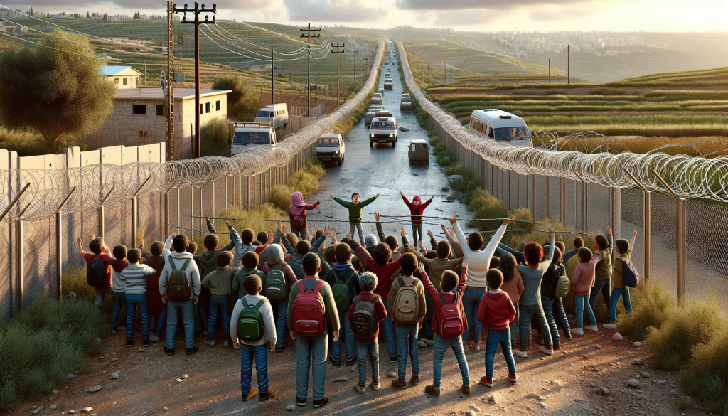 Palestinian Children Protest School Access Blocked by Barbed Wire Fence