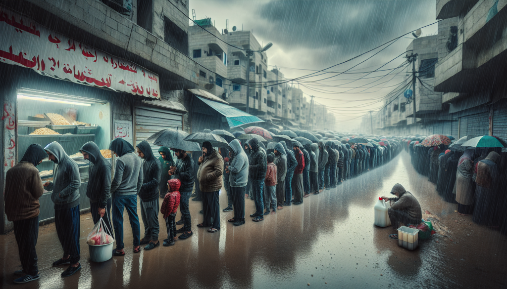 Palestinians in Gaza Endure Long Queues in Rain Amid Bread Shortages