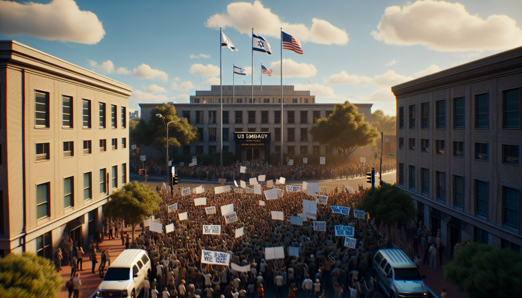 Protesters Rally Outside US Embassy in Tel Aviv Demanding War End
