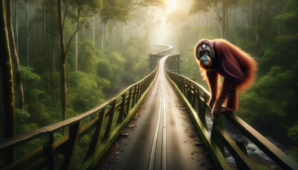 Sumatran Orangutan Crosses New Bridge to Reunite Divided Habitat