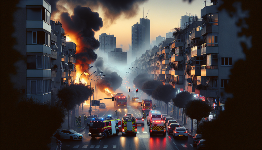 Vehicles Set Ablaze in Central Israel by Iranian Projectile Debris