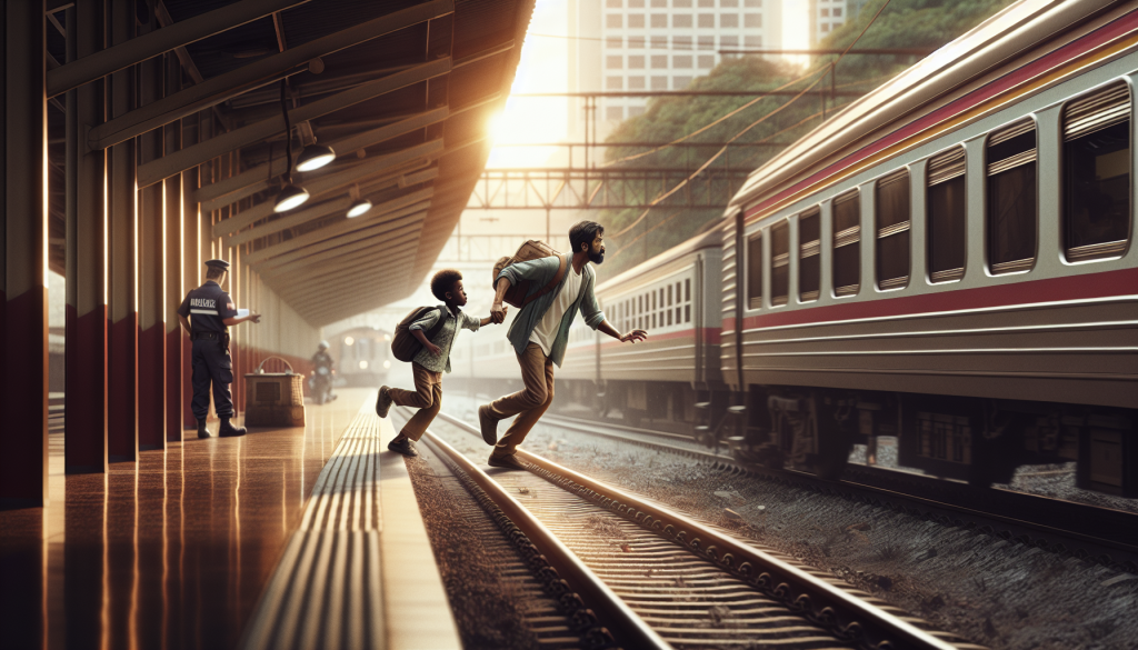 Father Heroically Rescues Child from Under Moving Train in Viral Video