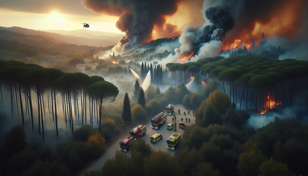 Italian Firefighters Battle Extensive Wildfires in Tuscany