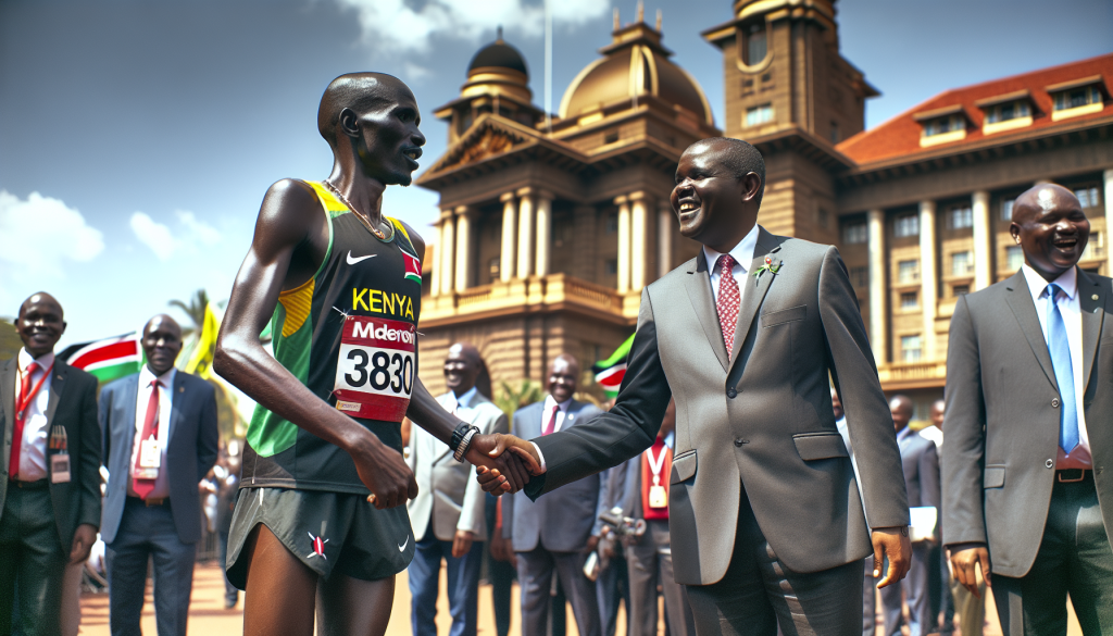 Kenyan Runner Sabastian Sawe Honored at State House by President Ruto