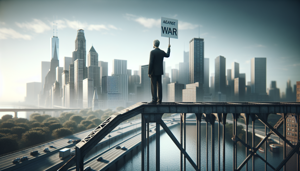 Man Protests Iran War from Top of Washington Bridge