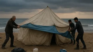 Gaza families face fourth winter in torn tents and floods