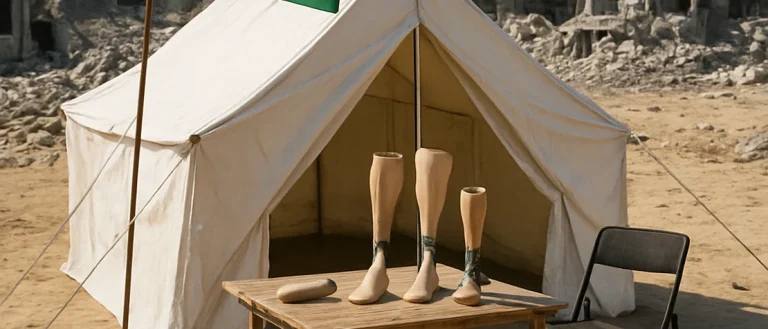 Gaza professionals move offices and clinics into tents