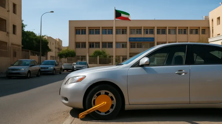 Hawally traffic officers clamp illegally parked vehicles