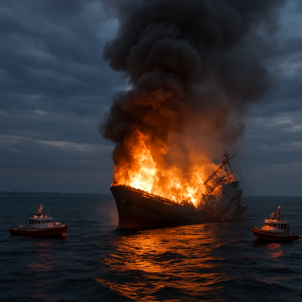 Two Fatalities as Ship Sinks off Romanian Coast After Fire