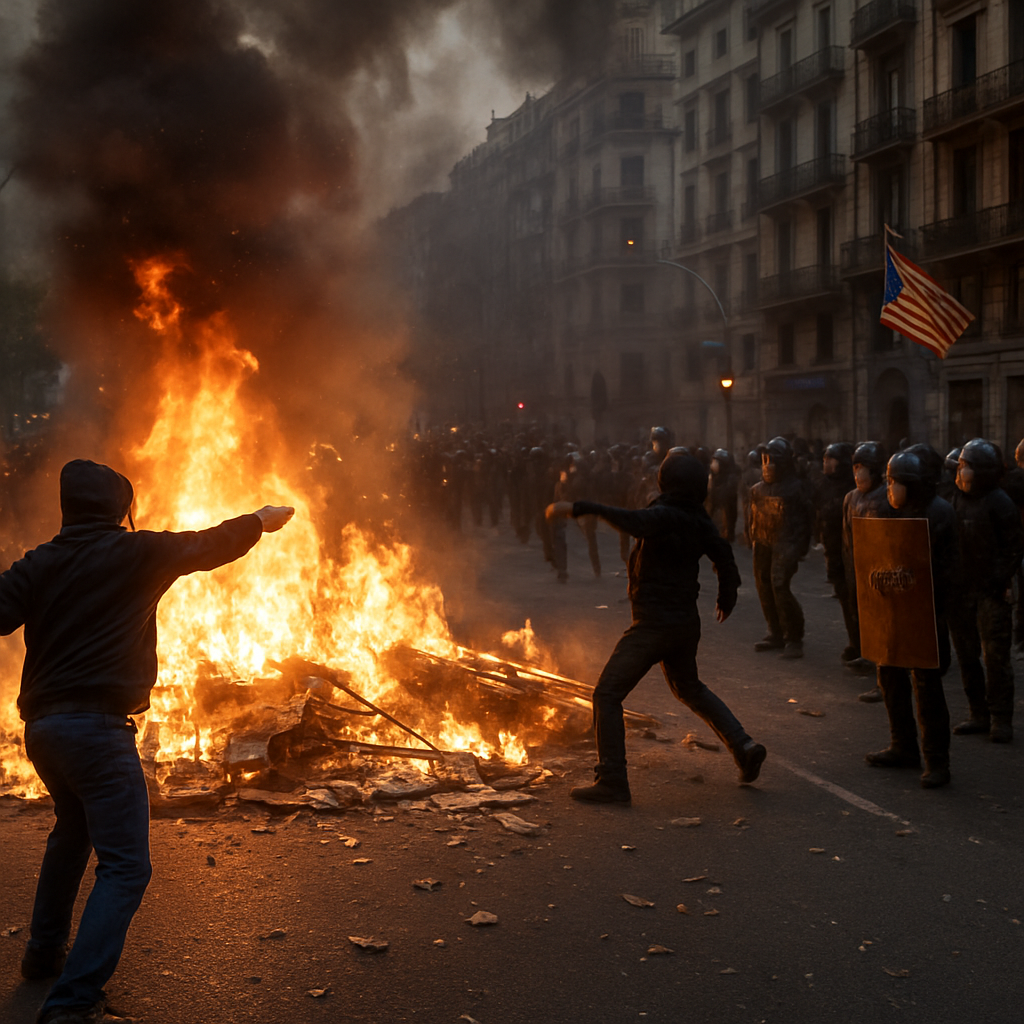 Violent Clashes Break Out During Mass Housing Protest in Barcelona